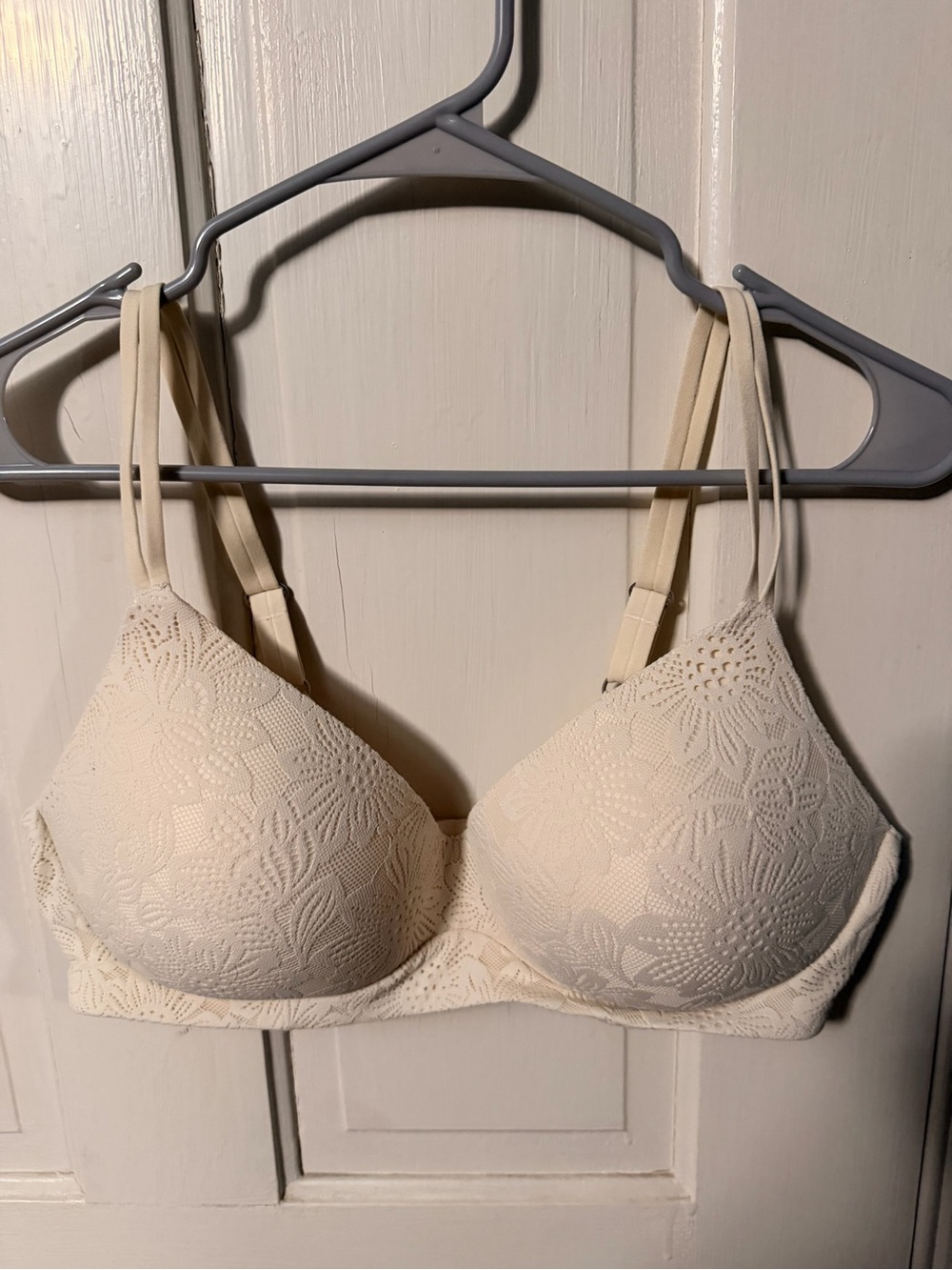 aerie Cream Floral Lace T-Shirt Bra